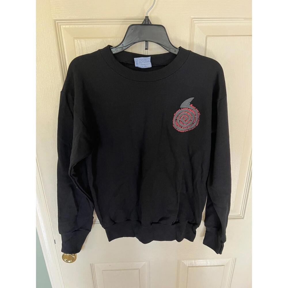 VINTAGE Maui and Sons BLACK Sweatshirt BOYS LARGE Crewneck SHARK FIN 80s Surf